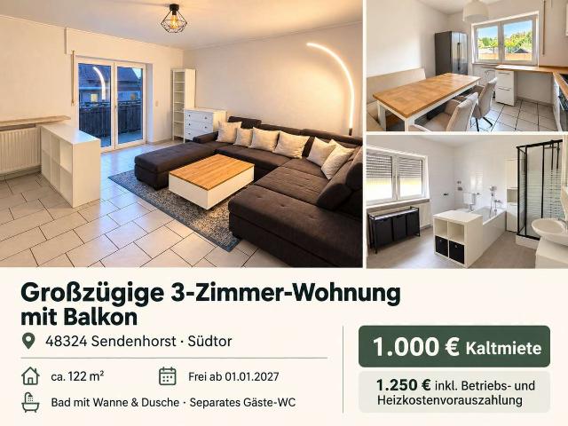 Großzügige 3 Zimmer Wohnung mit Balkon in Sendenhorst