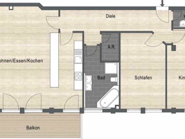Großzügige 3 Zimmer City Wohnung mit Balkon.