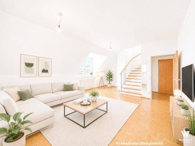 Großzügige 3 Zimmer Maisonette Dachgeschosswohnung mit Balkon & Tiefgaragenplatz I 1. DG inkl. Lift