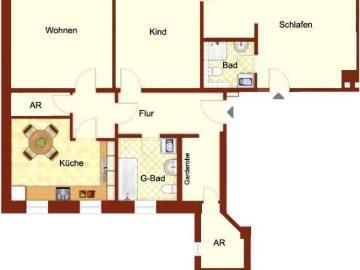 Großzügige 3 Zimmerwohnung mit Wohnküche und zwei Bädern in zentraler Lage!
