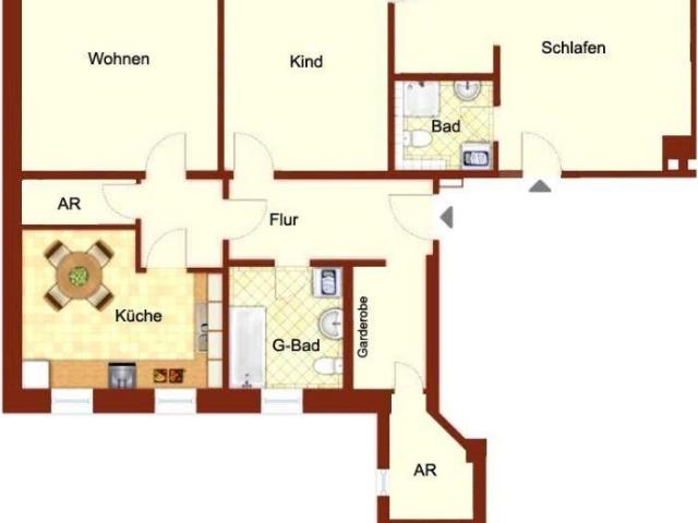 Großzügige 3 Zimmerwohnung mit Wohnküche und zwei Bädern in zentraler Lage!