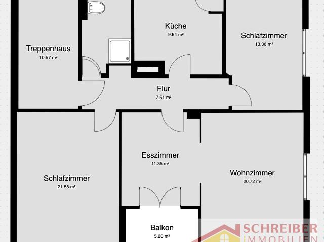 Großzügige 3 ZKB Wohnung mit Balkon und Einbauküche in einem Zweifamilienhaus zu vermieten
