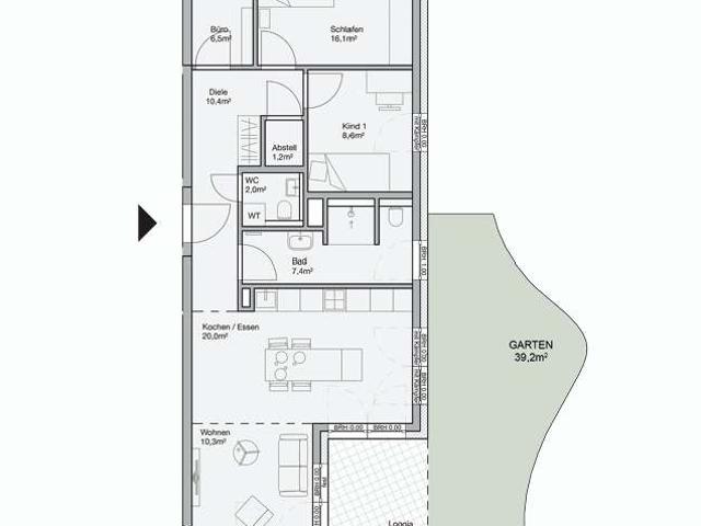 Großzügige Wohnung mit Gartenanteil WE 34