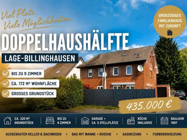 Großzügige Doppelhaushälfte mit viel Platz