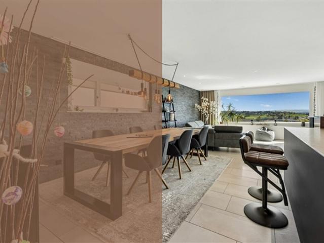 Grosszügiges 5.5 Zimmer Terrassenhaus mit optimaler Besonnung, Panorama Weitblick, verglastem Aussenbereich und Gartensitzplatz