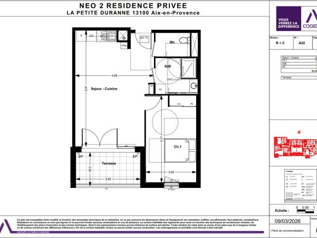 Grand T2 La Duranne résidence neuve terrasse