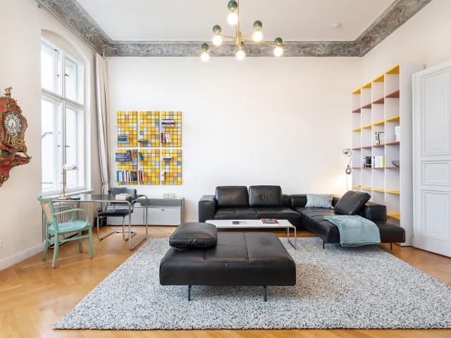 Grand Period Apartment with Designer Interiors, Balcony and Views of Monbijou Park