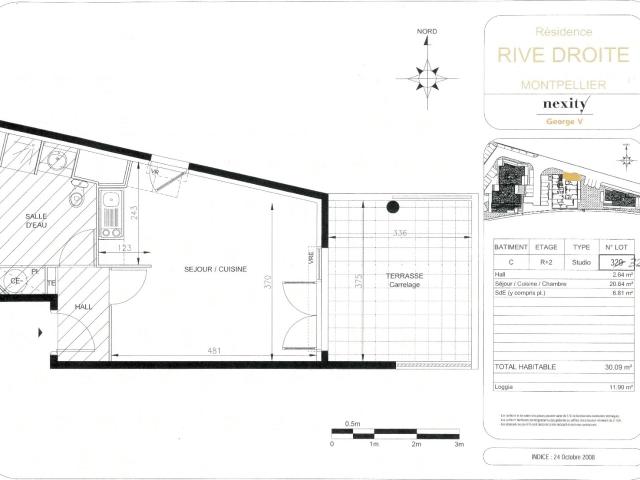 Grand studio 30 m2 plus terrasse 12 m2 Montpellier