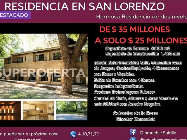 GRANDE INMUEBLE EN SAN LORENZO RESIDENCIAL SALTILLO