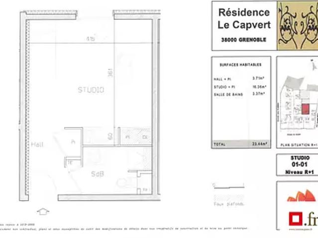 Grenoble 38000 Achat / Vente appartement 1 pièce t1