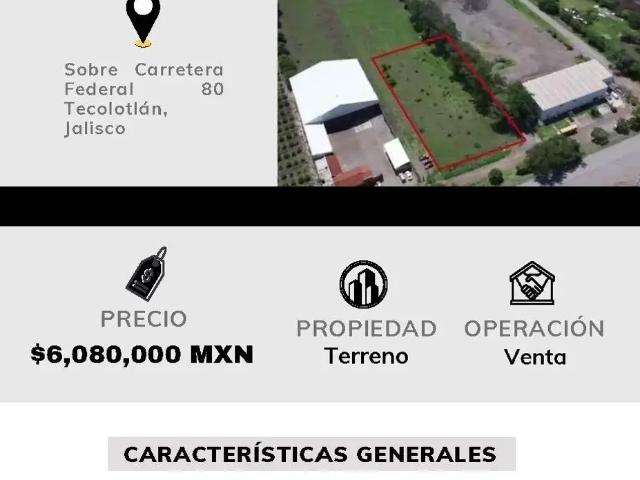 Grupo Inmobiliario Tec Home VENDE terreno ubicado carretera Federal 80, Tecolotlán, Jalisco