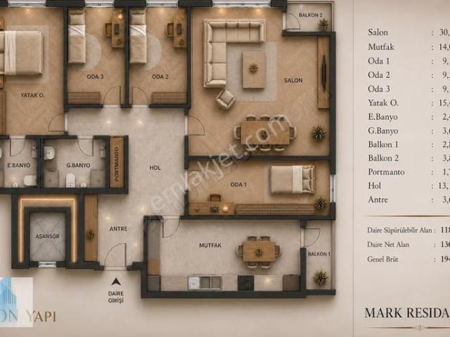 Güngören Merkez De 4+1, 130 M2 Harika Daire %50 Peşin 24 Ay Vade