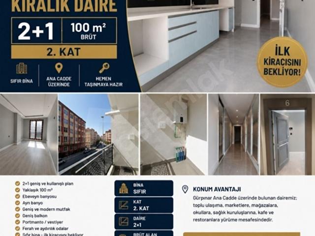 GÜRPINAR'DA 100 M SIFIR ARA KAT 2+1 KİRALIK DAİRE