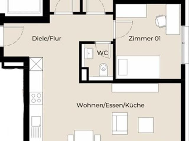 Gut geschnittene Neubauwohnung mit Terrasse
