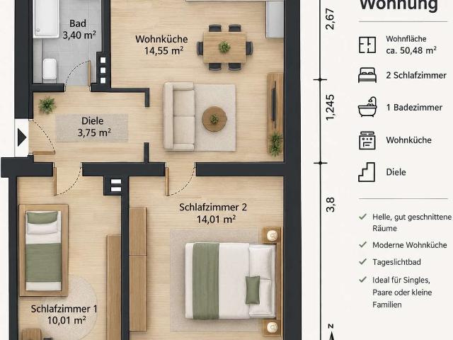 Gut geschnittene und frisch sanierte Wohnung in Hagen