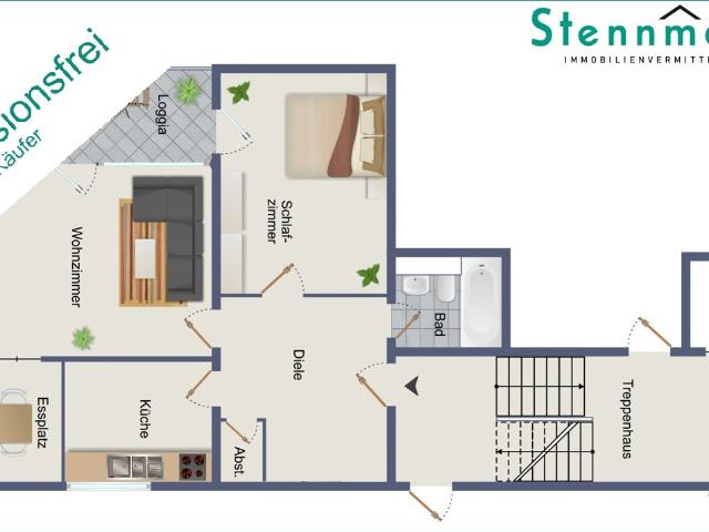 GUT GESCHNITTENE 2 ZIMMER EIGENTUMSWOHNUNG MIT BALKON IN RADEVORMWALD, PROVISIONS UND BEZUGSFREI