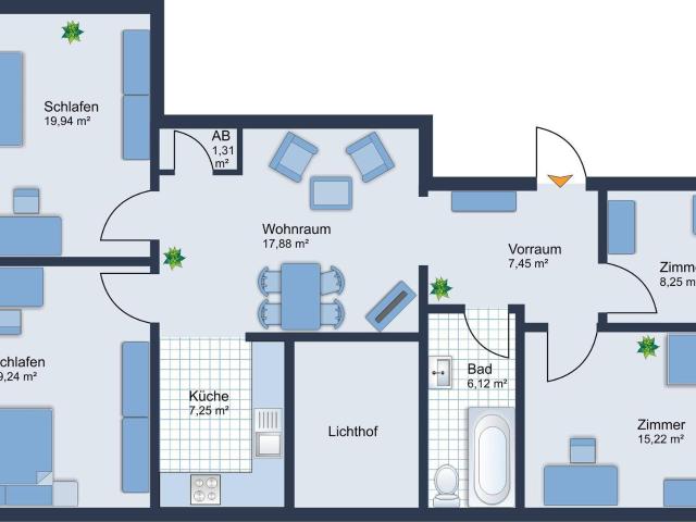 Gut geschnittene 5 Zimmer Anleger Wohnung ideal für 4 Studenten