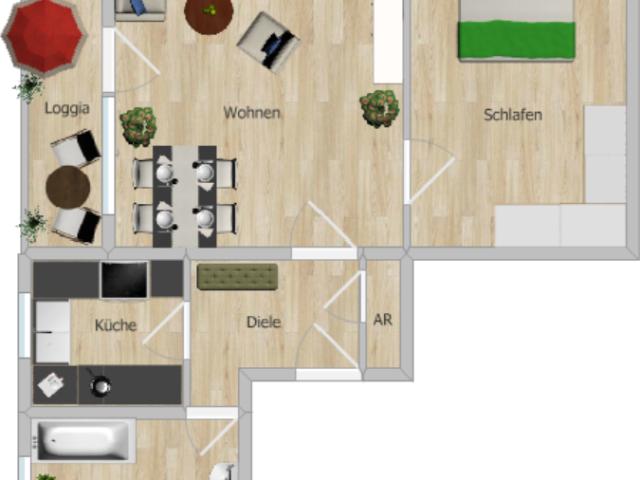 Gut vermietete 2 Zimmer Mansardenwohnung mit Loggia und Stellplatz in ruhiger Wohnlage RH Nord