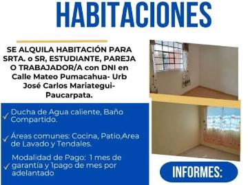 HABITACIONES EN ALQUILER PARA PERSONA SOLA O PAREJA