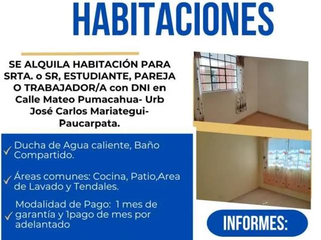 HABITACIONES EN ALQUILER PARA PERSONA SOLA O PAREJA