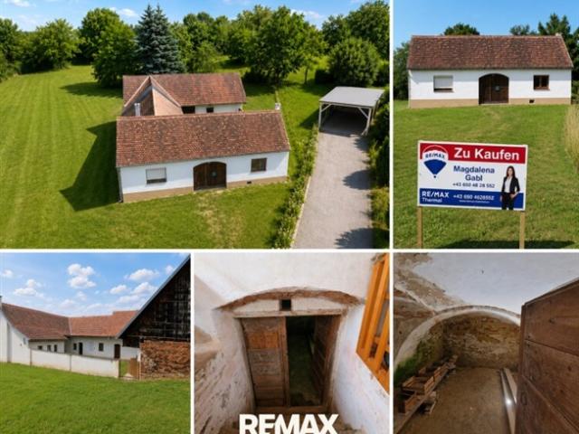 Haus bzw. Bauernhaus mit Innenhof, Nebengebäuden und Gewölbekeller im idyllischen Südburgenland