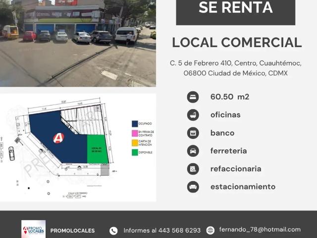 ¡Haz crecer tu negocio en el Centro de CDMX! Local disponible en C. 5 de Febrero #410, Col. Centro