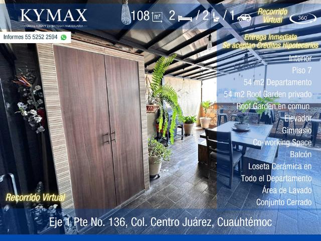 ¡Haz realidad tu sueño! Lujoso departamento con Roof Garden privado en renta