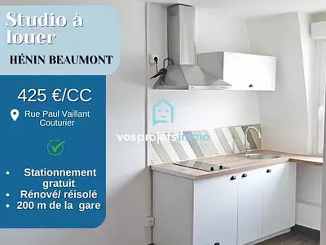 Hénin Beaumont 62110 Location appartement 1 pièce t1 au dernier étage