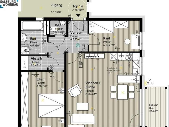 Heimelige, geförderte 3 Zimmerwohnung mit Balkon und Tiefgaragenplatz in Flachau! Hohe Wohnbeihilfe möglich