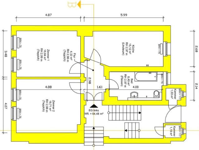 Hell und praktisch. 2 Raum Wohnung in der südlichen Innenstadt
