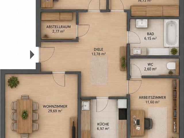 Helle 4 Zimmerwohnung mit Loggia ins Grüne 114 qm provisionsfrei