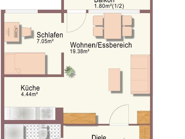 Helle 1,5 Zi. Wohnung mit Südbalkon, für eine berufstätige Person, in 85521 Ottobrunn Mchn. S 7