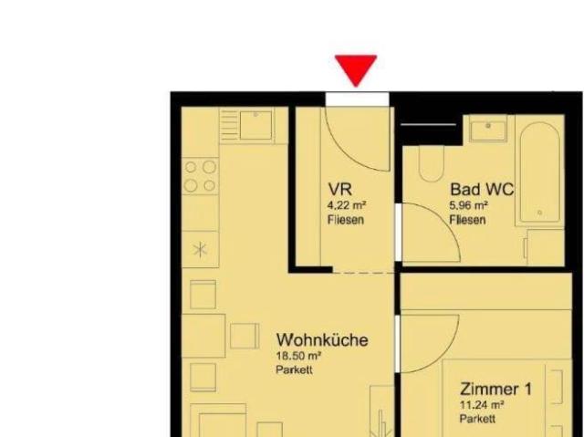 Helle 2 Zimmer Wohnung mit Balkon