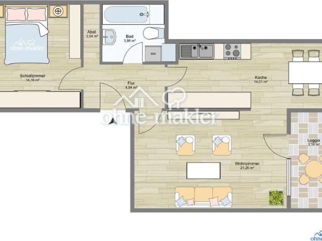 Helle 2 Zimmer Wohnung mit Balkon ins Grüne in Oberursel