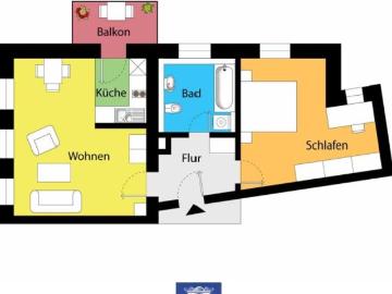 Helle 2 Zimmer Wohnung mit Balkon mit grüner Aussicht als attraktive Anlage