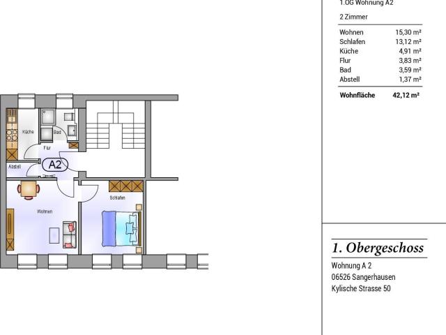 helle 2 Zimmer Wohnung in Sangerhausen, Kylische Straße 50