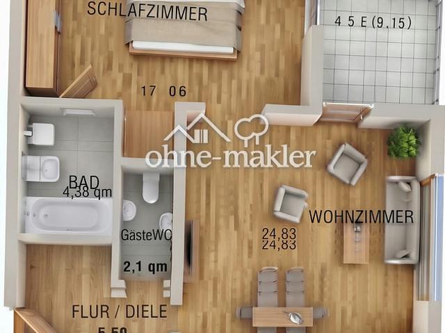 Helle 2 Zimmer Wohnung in Waldkirch