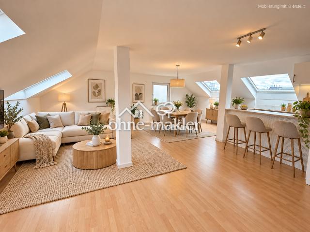 Helle 2 Zimmer Dachgeschosswohnung mit Einbauküche in zentraler Lage