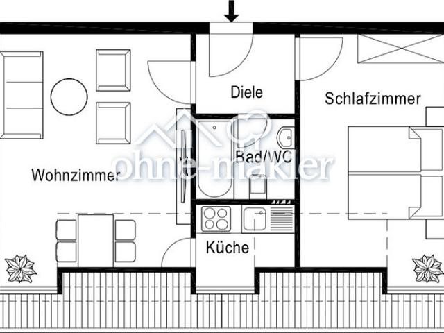 Helle 2 Zimmer Dachgeschosswohnung in Karlsfeld bei München