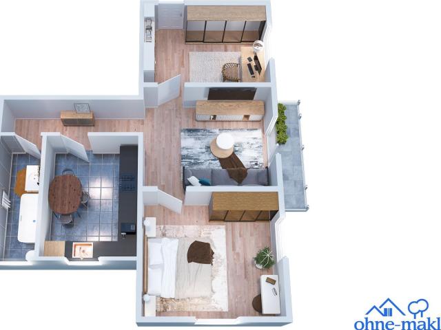 Helle 2,5 Zimmer Wohnung für Singles mit Dielenböden in guter Lage in Bads Kreuznach Süd