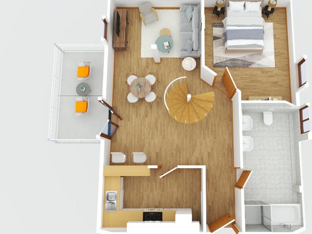 Helle 3 Zi. Maisonette mit Empore, Balkon & Einbauküche in Schönebürg