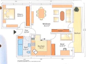 Helle 3 Zimmer Wohnung mit West Balkon zu verkaufen