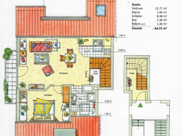 Helle und moderne Studio – Wohnung in Top Wohnlage von Langenfeld – Richrath zu vermieten