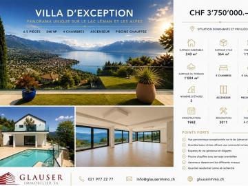 Helle Villa mit Pool | Panoramablick | Chardonne