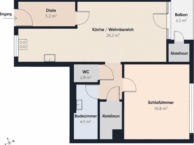 helle Wohnung 61m2 inkl Heizungsakonto