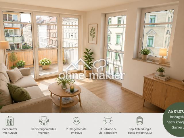 helle barrierefreie 3 Raum Whg. neu saniert mit Balkonen