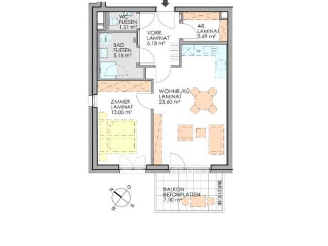Helle Eckwohnung mit 2 Zimmer Top 12