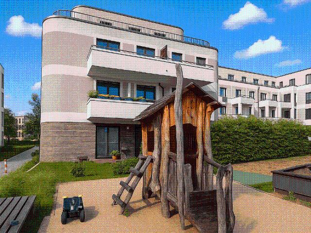 Helle Hochparterre 2 Zimmer Wohnung mit großem Balkon und Einbauküche