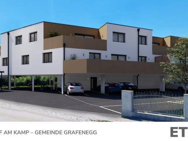Helle Neubau Eigentumswohnung mit 3 Balkonen und Rundum Blick in Etsdorf am Kamp