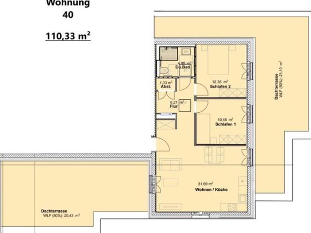 Helle Penthousewohnung mit großen Dachterrassen im KFW 40 QNG Energiesparhaus